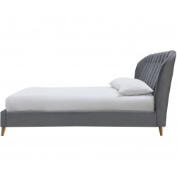 Elm Fabric Upholstered Bed - Grey Side View