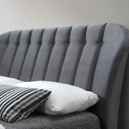 Elm Fabric Upholstered Bed - Grey Headboard Detail