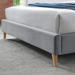 Elm Fabric Upholstered Bed - Grey Foot Board Detail