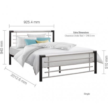 Faro Metal Frame Bed - Single Dimensions