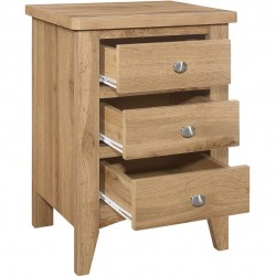 Hampstead Three Drawer Bedside Cabinet Open Drawers