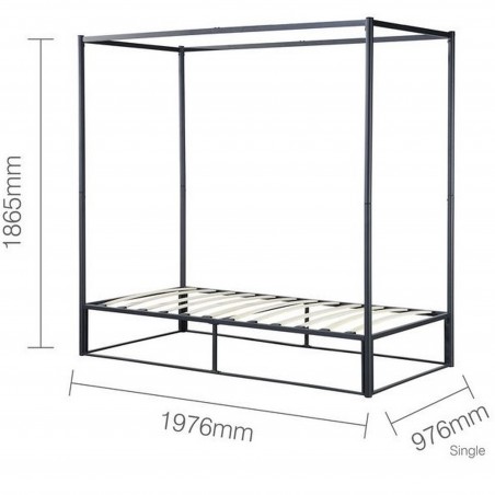 Farringdon Metal Four Poster Bed Frame Single Dimensions