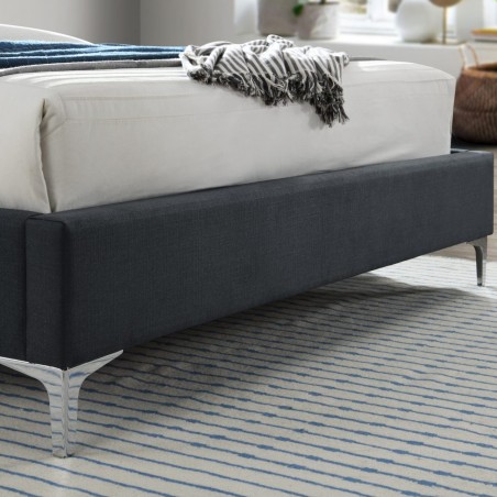 Finn Fabric Upholstered Bed - Charcoal Footboard Detail