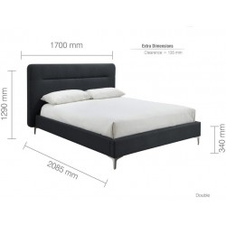 Finn Fabric Upholstered Bed - Charcoal Double Dimensions
