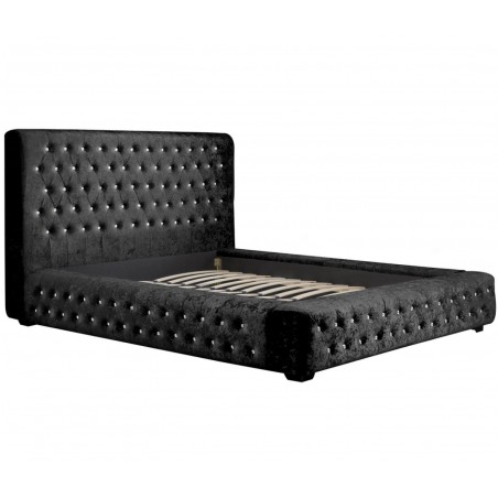 Grande Velvet Upholstered Bed - Black