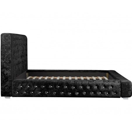 Grande Velvet Upholstered Bed - Black Side View