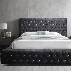 Grande Velvet Upholstered Bed - Black mood Shot