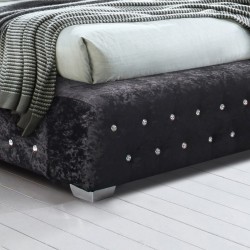 Grande Velvet Upholstered Bed - Black Footboard