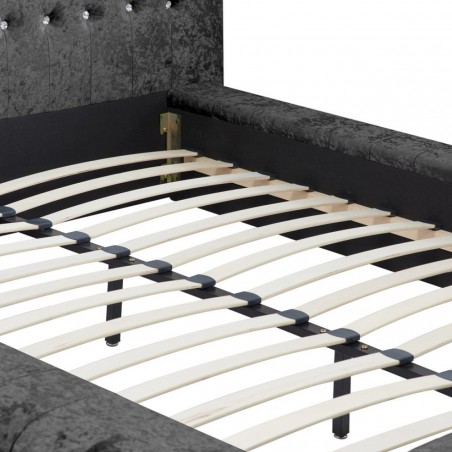 Grande Velvet Upholstered Bed - Black Slats