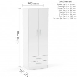 Lynx Two Door Two Drawer Wardrobe Dimensions