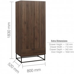 Houston Two Door One Drawer Wardrobe Dimensions