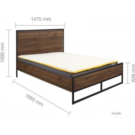 Houston Industrial Style Double Bed - Dimensions