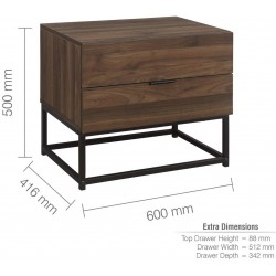 Houston Two Drawer Bedside Cabinet Dimensions