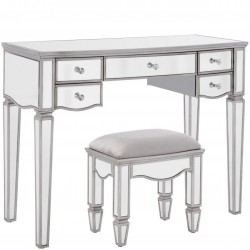 Elysee Five Drawer Dressing Table with Stool