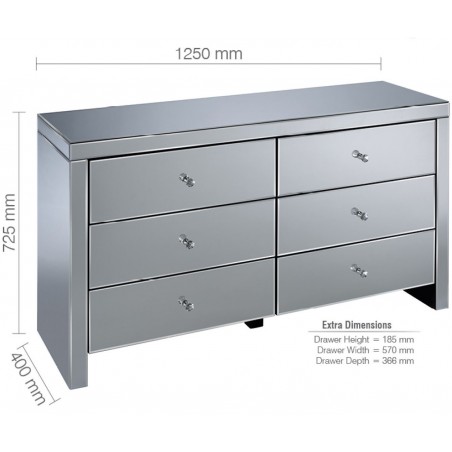 Seville Six Drawer Chest - Dimensions