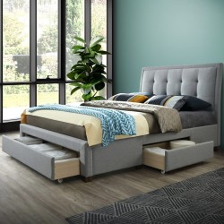 Shelby Three Drawer Grey Fabric Bed Mood Shot
