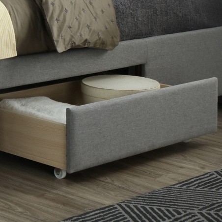 Shelby Three Drawer Grey Fabric Bed Side Drawer Detail