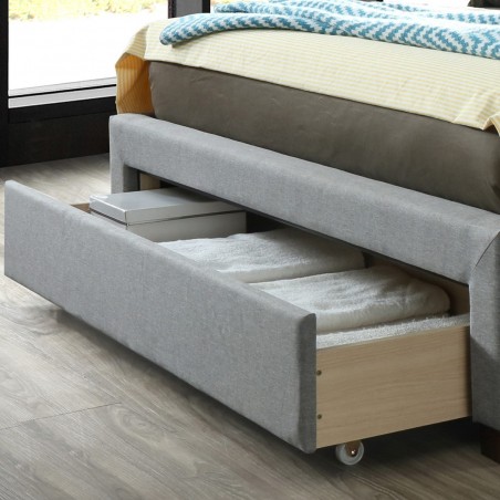 Shelby Three Drawer Grey Fabric Bed End Drawer Detail