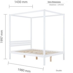 Mercia Four Poster Double Bed - White Dimensions