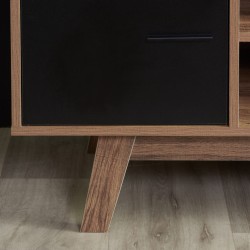 Shard Two Door One Shelf  TV Unit - Walnut/Black leg Detail