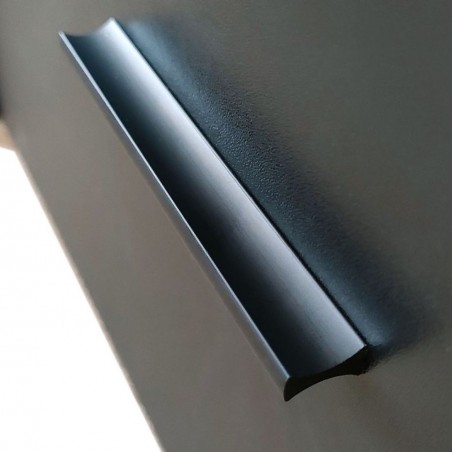 Shard Two Door One Shelf  TV Unit - Walnut/Black Handle Detail