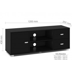 Covent One Door Two Drawer TV Unit Black Dimensions