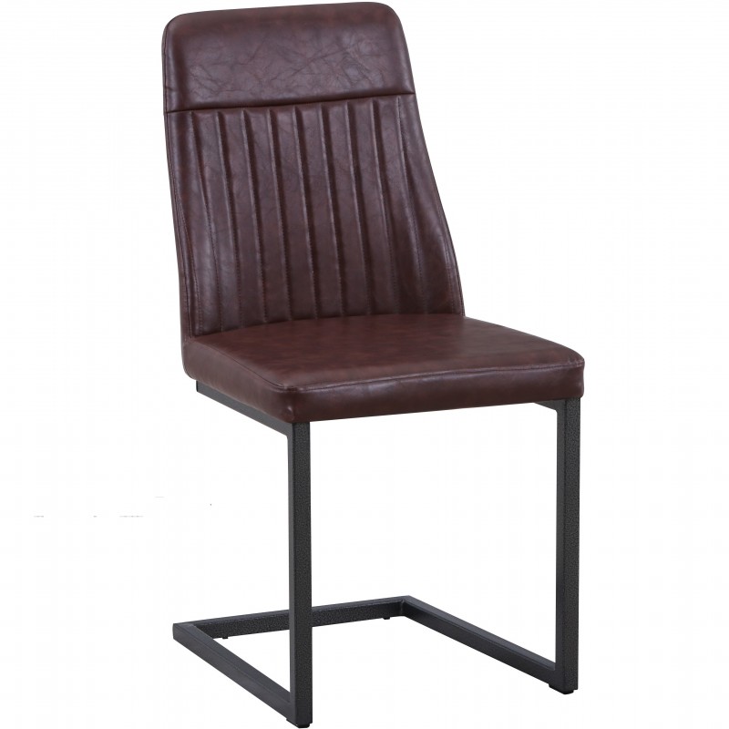 Urban Elegance Vintage Styled PU Leather Dining Chair - Brown