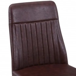 Urban Elegance Vintage Styled PU Leather Dining Chair - Brown Back Detail