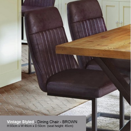 Urban Elegance Vintage Styled PU Leather Dining Chair - Brown Mood Shot