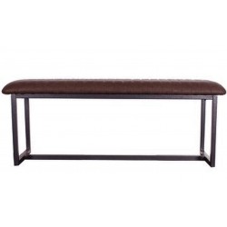 Urban Elegance Vintage Styled PU Leather Dining Bench - Brown Front View