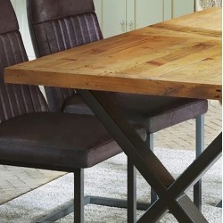 Urban Elegance Reclaimed Dining Table Diagnal Leg - Top Detail