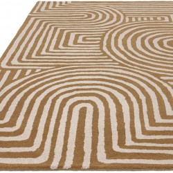 Reef Curve Modern Abstract Rug - Ochre Full Length View