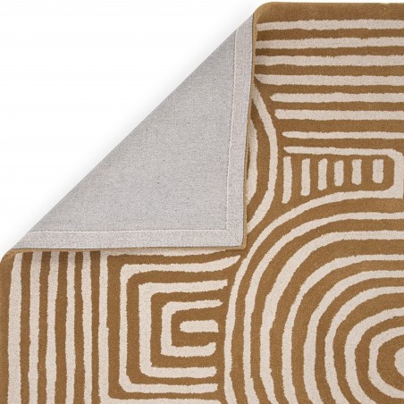 Reef Curve Modern Abstract Rug - Ochre Backing Detail