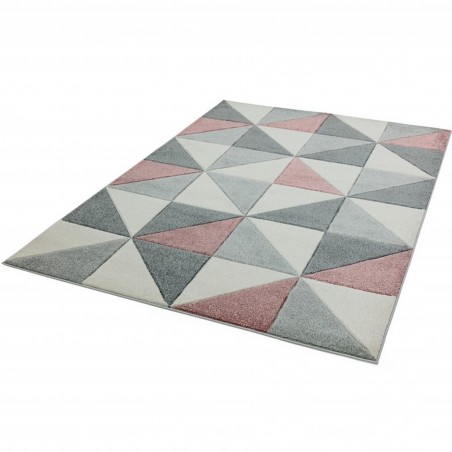 Sketch Cubic Geometric Rugs - Pink Angled View