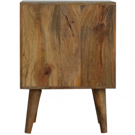 Chester Cube Carved Two Drawer Bedside Table - Oak Rear View