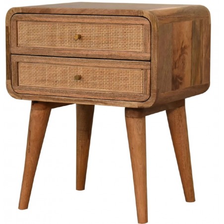Chester Woven Front Two Drawer Bedside Unit Angled View