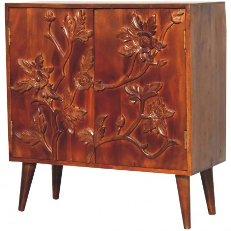 Botanic Two Door Cabinet with Carved Fronts Angled View
