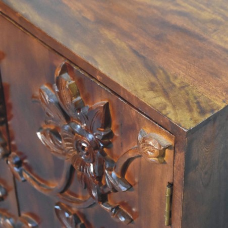 Botanic Two Door Cabinet with Carved Fronts Top detail