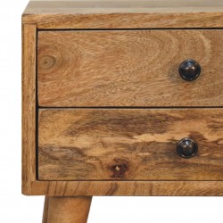 Mini Oak-ish Modern Solid Wood Bedside Front Detail