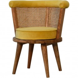 Larissa Mustard Cotton Velvet Nordic Chair Angled View