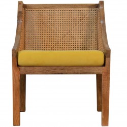 Larissa Mustard Cotton Velvet Chair Front View
