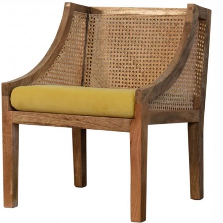 Larissa Mustard Cotton Velvet Chair Angled View