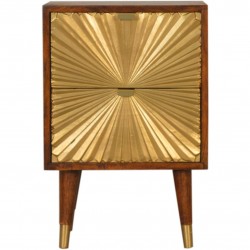 Manila Gold Two Drawer Bedside Unit Front View