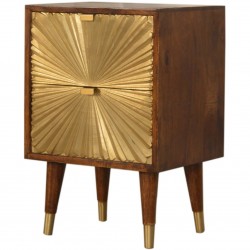 Manila Gold Two Drawer Bedside Unit Angled View