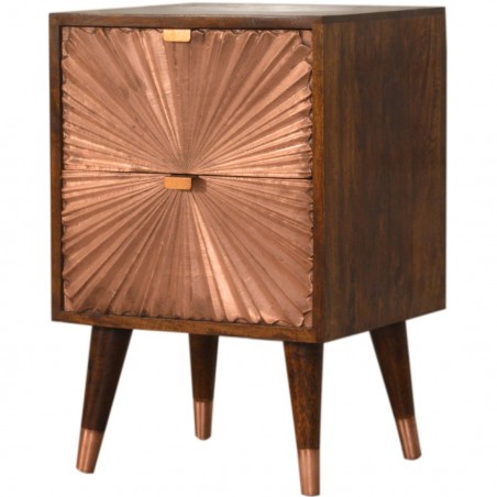 Manila Copper Two Drawer Bedside Unit Angled View