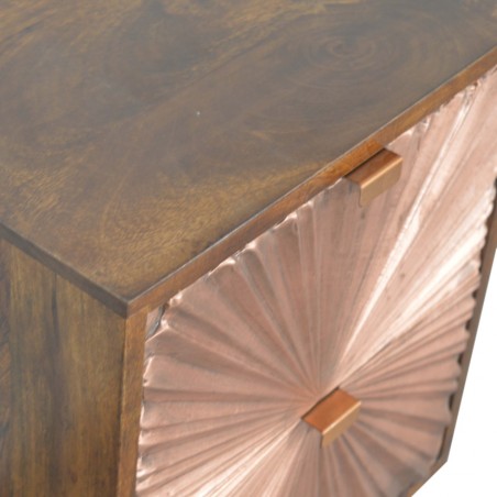 Manila Copper Two Drawer Bedside Unit Top Detail