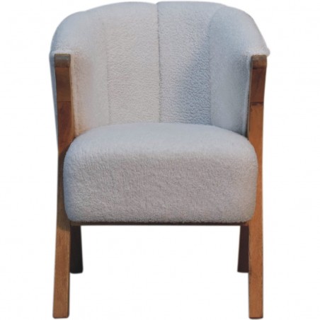 Brantley White Boucle Minimalistic Chair Front View