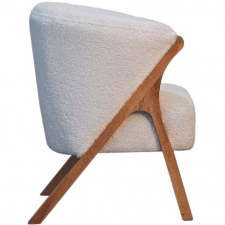 Brantley White Boucle Minimalistic Chair side View