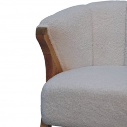 Brantley White Boucle Minimalistic Chair Arm Detail