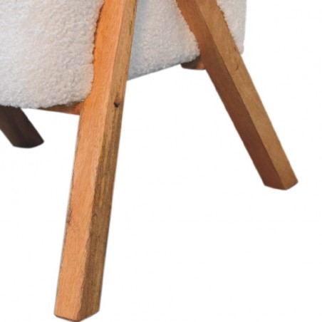 Brantley White Boucle Minimalistic Chair Leg Detail